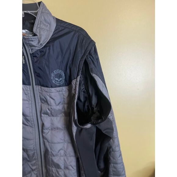 Harley Davidson Genuine Motor Clothes Men's Quilted 2 in 1 Coat /Vest Size Large - Picture 7 of 7